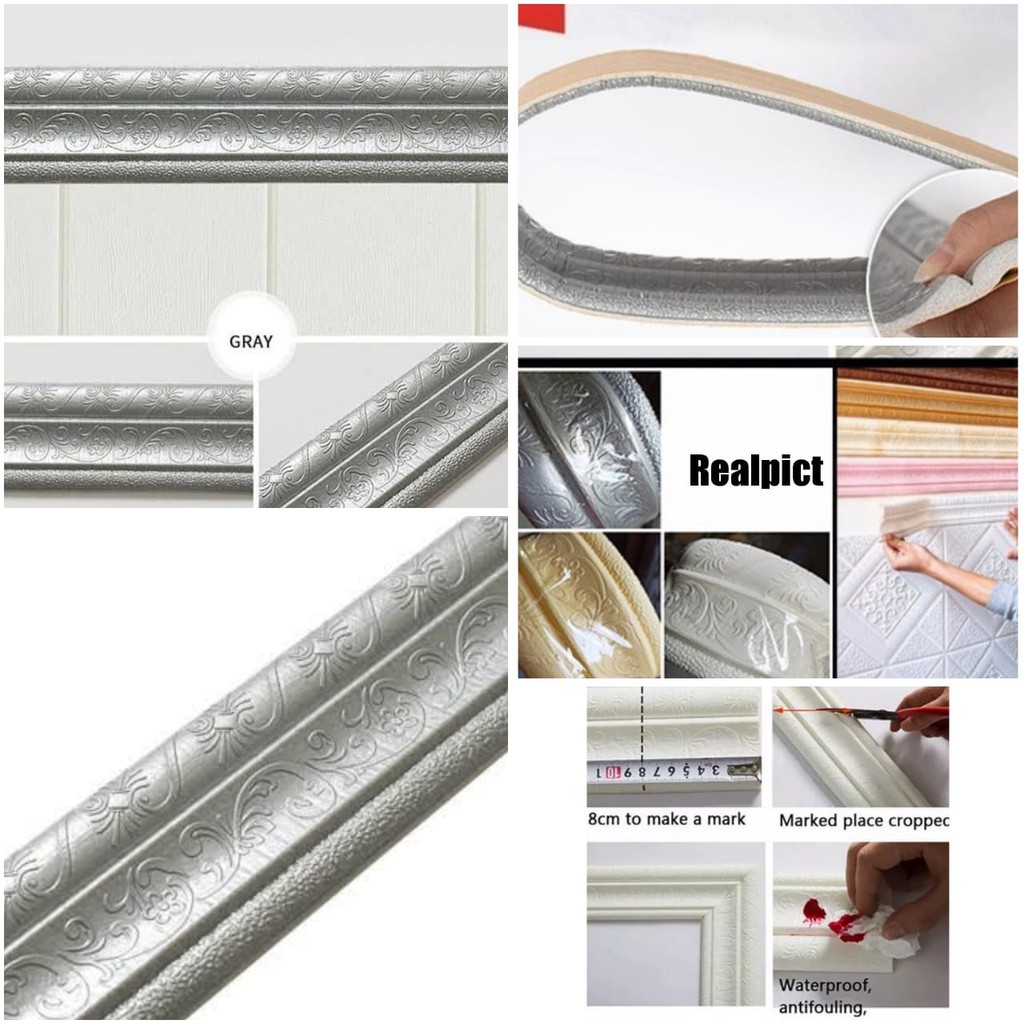 WALLSTIKER DINDING WALLPAPER LIST 3D FOAM LIST BUSA BORDER UK. 2.3METER X 8CM TINGGAL TEMPEL SAJA