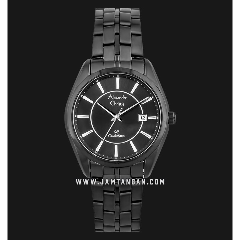 Alexandre Christie AC 8579 LD BIPBA Classic Steel Ladies Black Dial Black Stainless Steel