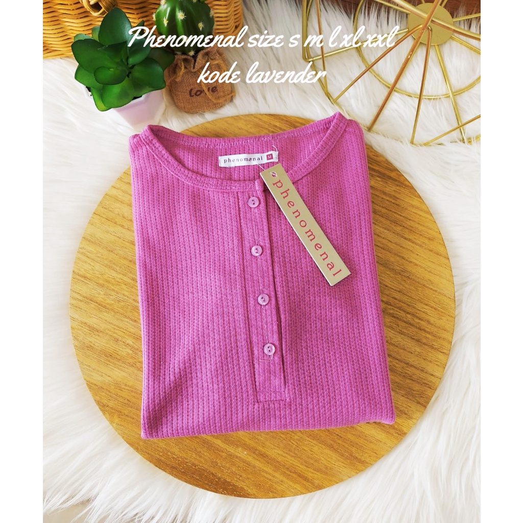 Tunik Wanita Lengan Panjang Phenomenal Realpict Bahan Waffle