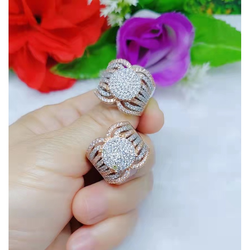 Cincin Kombinasi Permata Lapis Emas Perhiasan Fashion B60-62