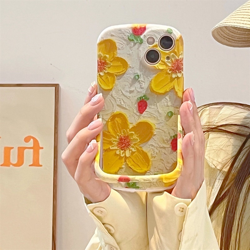 Yellow Flower Softcase Case HP Lucu for iphone XS Max XR 11 Pro Max 12 Pro Max 13 Pro Max