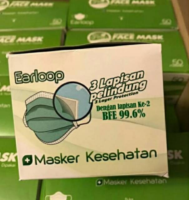 MASKER Eco Green Masker medis 3 Lapis Masker medis 3 ply EARLOOP Ecogreen ANTI VIRUS