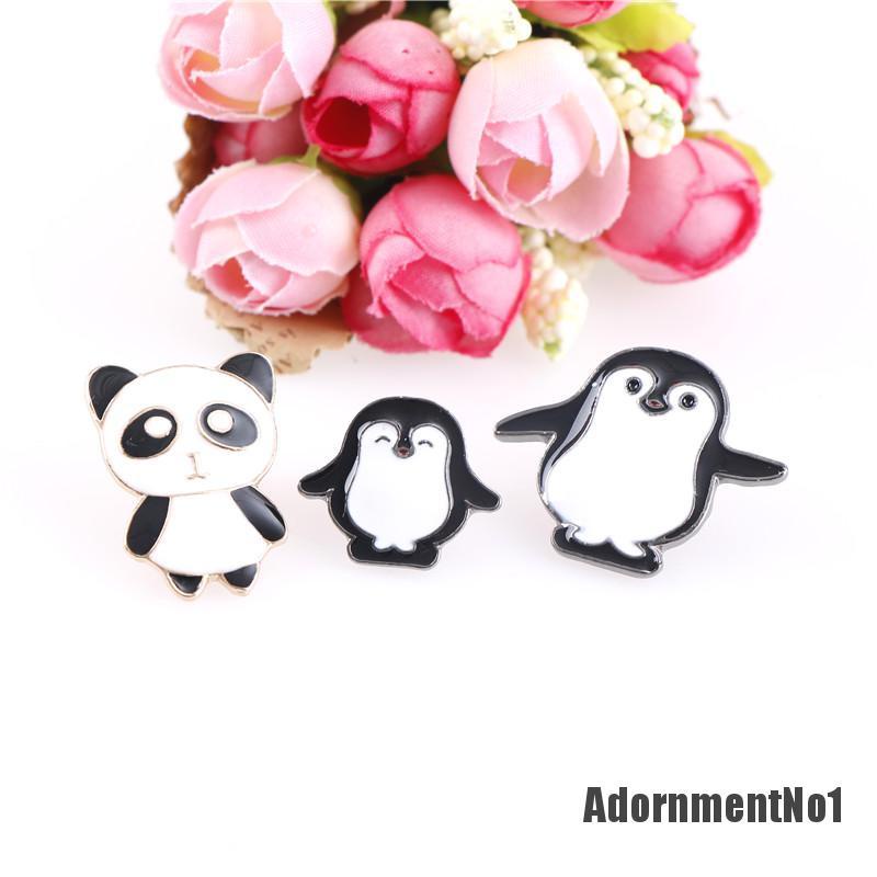 1pc Bros Pin Enamel Desain Kartun Panda Penguin