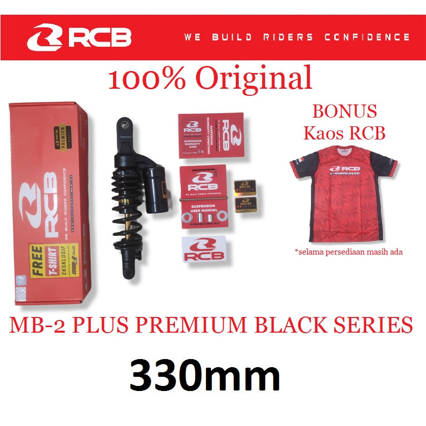 SHOCK TABUNG RCB MB 2 PLUS PREMIUM BLACK SERIES MATIC VARIO 125 150 330mm ASLI ORI ORIGINAL SHOCKBRE