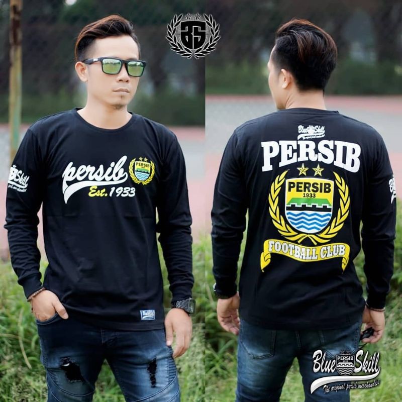 Kaos persib panjang persib est 1933 pria &amp; wanita / pakaian dewasa / atasan dewasa / baju tangan panjang dewasa / kaos panjang originalblueskill