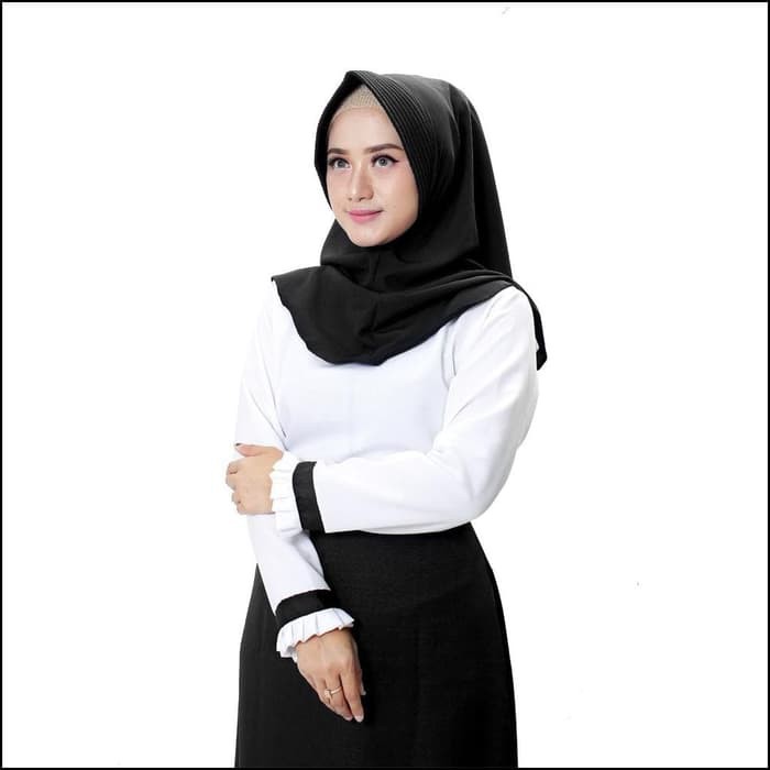 MUSLIMORE BAJU GAMIS WANITA MUSLIM KANTOR HITAM PUTIH