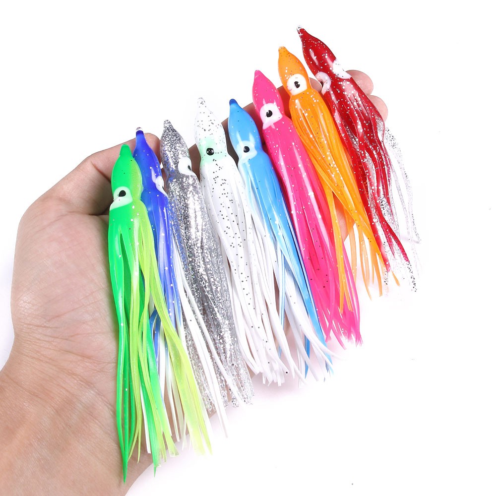 HENGJIA 20Pcs 12cm/4.5g Cumi Umpan Pancing Swimbait Squid Fishing Lure Ikan Bass Soft Bait