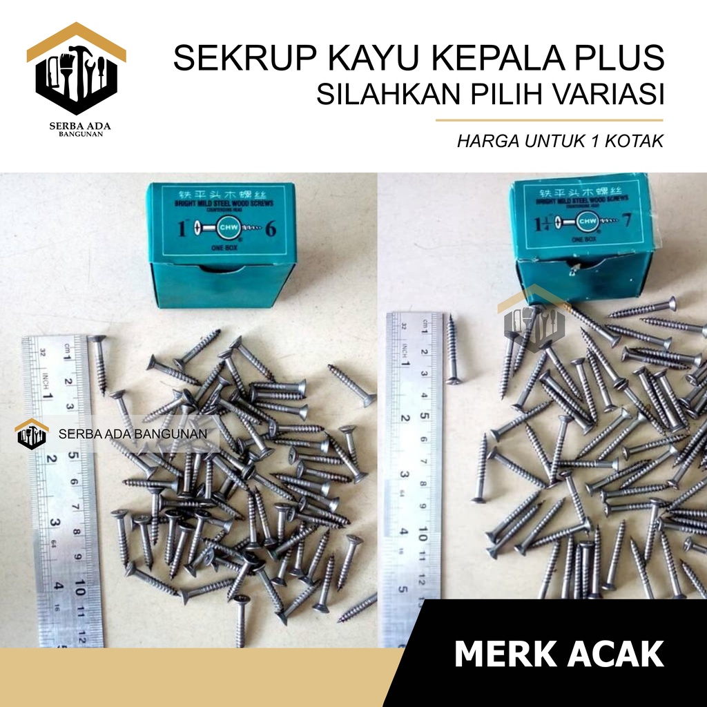 SKRUP KAYU 1&quot; X 6 (+) PLUS PANJANG 2,5 CM / (HARGA 1 KOTAK - TIDAK DIECER) TERMURAH