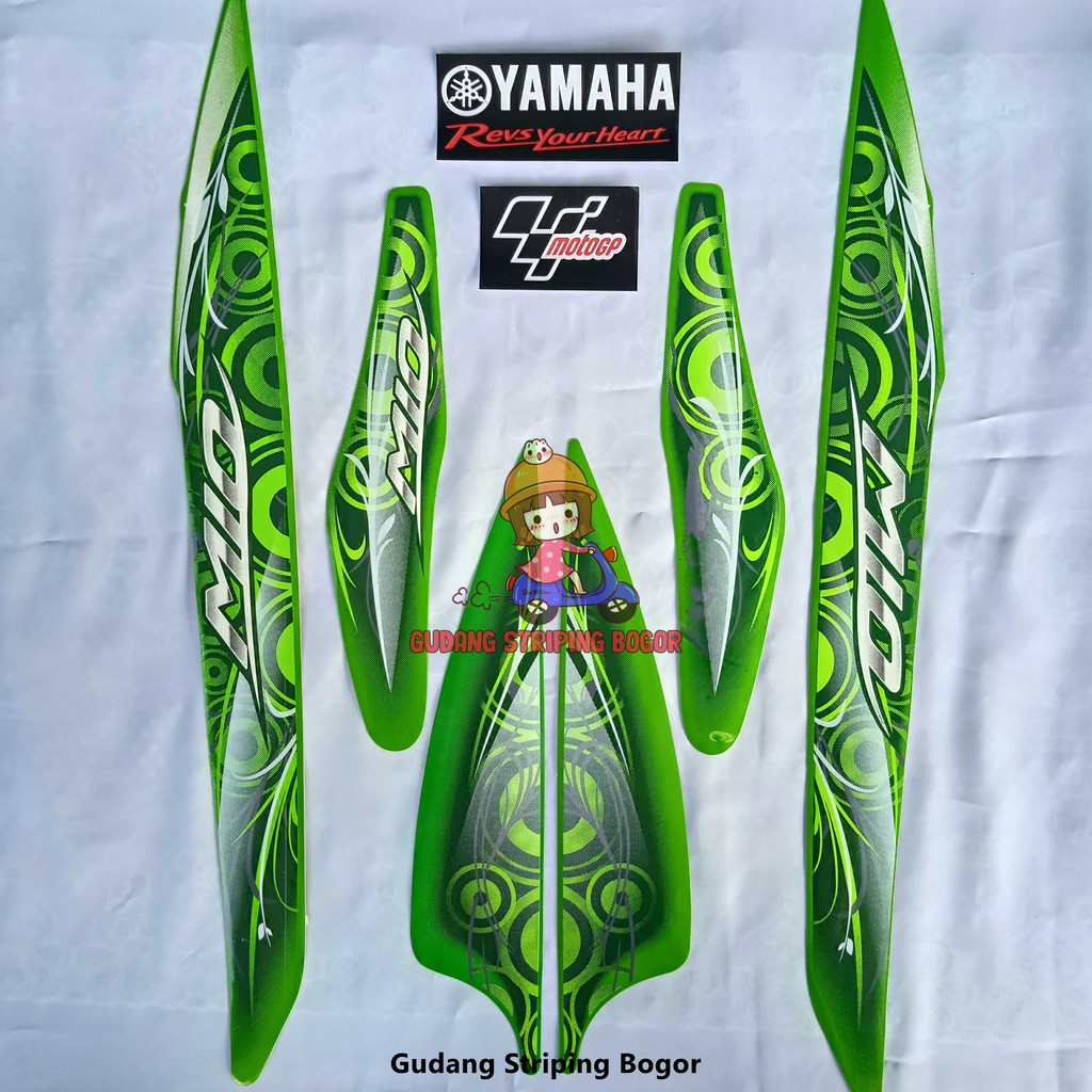 STIKER STRIPING BODY MOTOR YAMAHA MIO SPORTY 2011 HIJAU