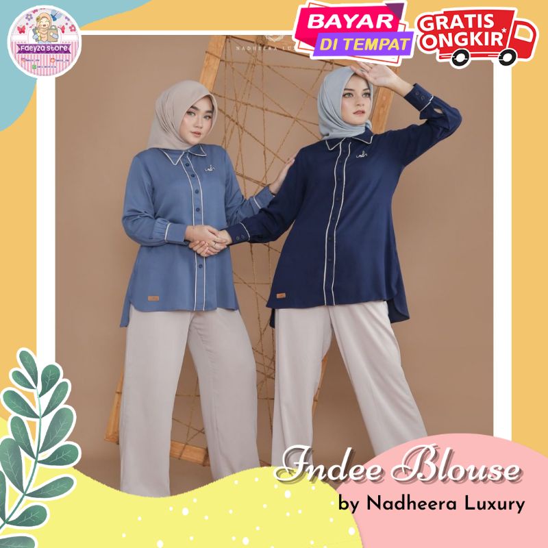 Indee Blouse ORI by Nadheera Luxury Blouse Wanita Busui Jumbo XXL Atasan Wanita Lengan Panjang Rayon