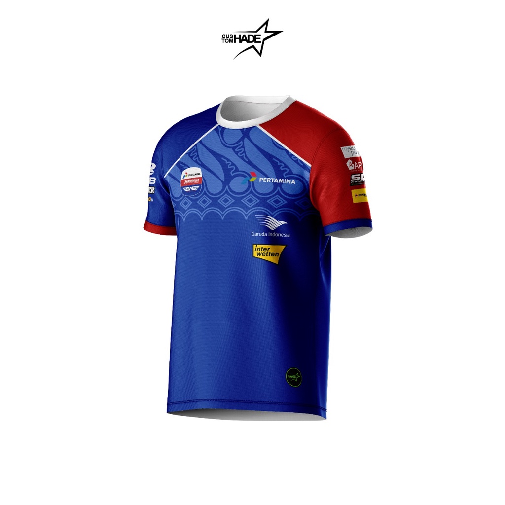 Baju Kaos Jersey Pertamina Mandalika Racing Team/ Baju Balap Racing Team Mandalika Fullprinting Cust