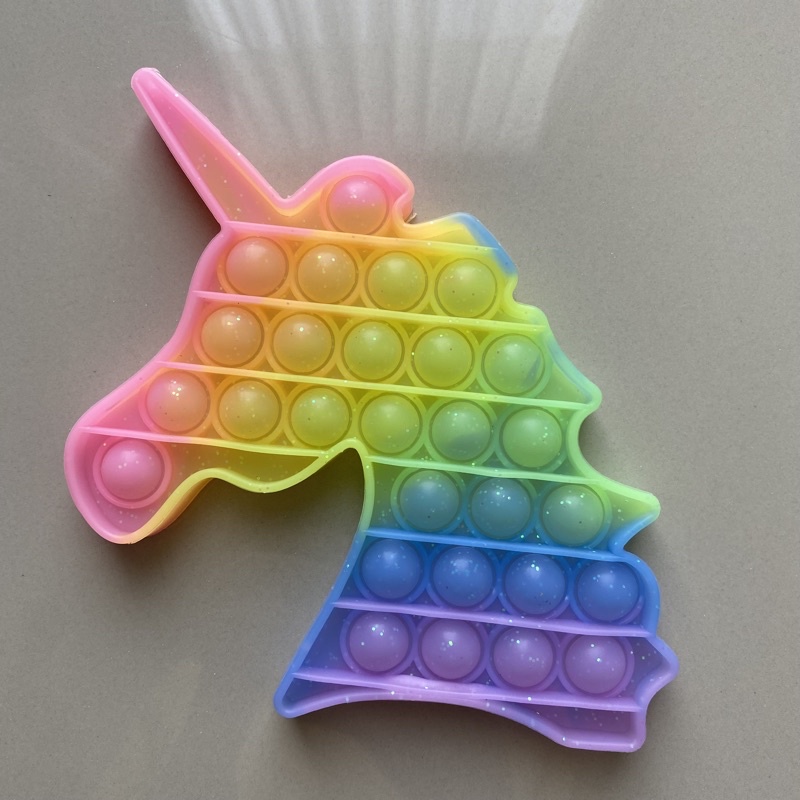 Pop It Fidget Toy Murah Rainbow Mainan Anak Penghilang Stress Tiktok-UNICORN Glitter