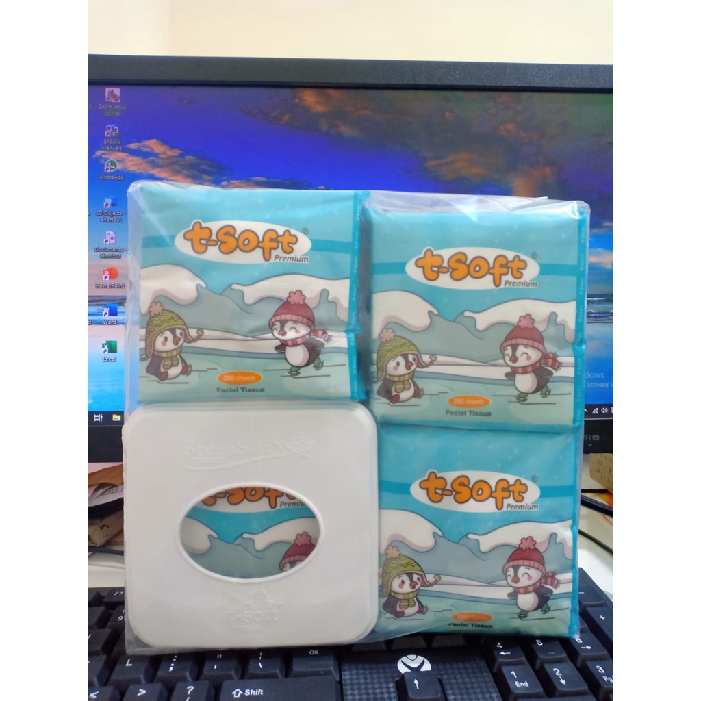 ❤WR❤ [BANDED] T-SOFT PREMIUM POP UP 200s 4 IN 1 FREE BOX TISSUE | Tissue | Tissue TSoft