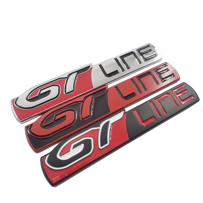 1pc Stiker Emblem / Badge GT LINE Bahan Metal Untuk Dekorasi Bagasi Belakang Mobil Universal