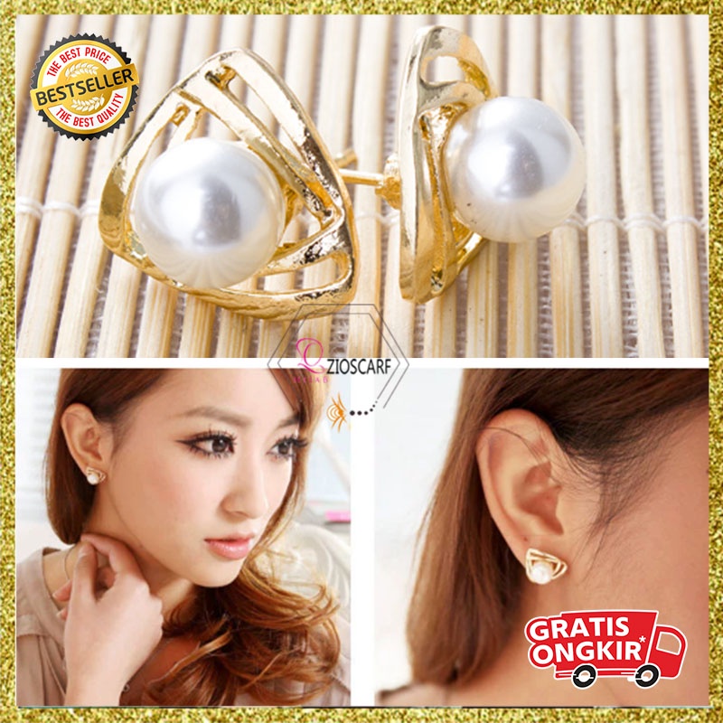 ANTING KOREA WANITA ANAK PEREMPUAN MUTIARA PEARL RETRO ELGANT AKSESORIS GIWANG ANTING TITANIUM ANTI KARAT ANT41