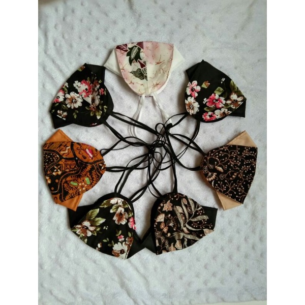 READY RANDOM MASKER KAIN 4D OVAL MOTIF BATIK HIJAB HEADLOOP EARLOOP 3 LAPIS SLOT TISSU