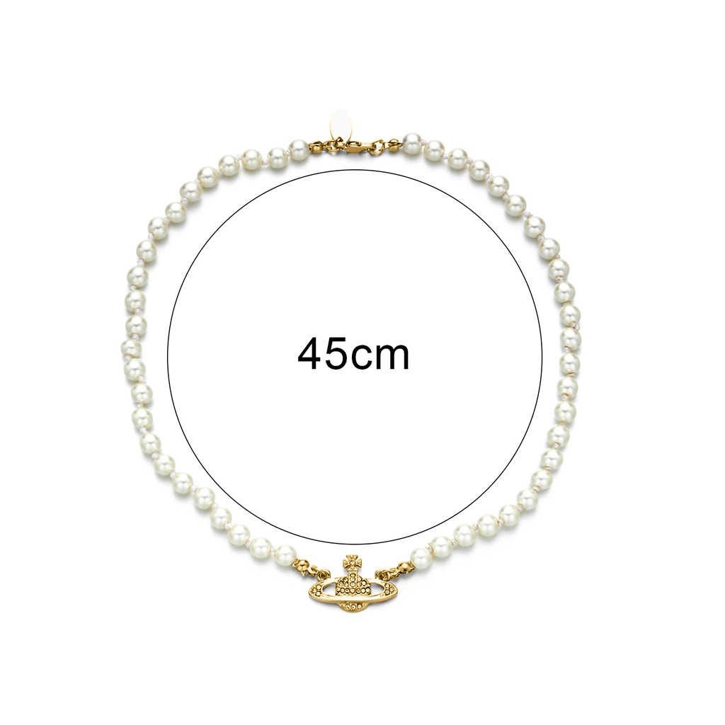 Hu Hu Hu Hu Hu Alat Bantu Pasang Kacamata♡ Kalung Rantai Liontin Saturnus Aksen Mutiara Berlian Imitasi Untuk Wanita