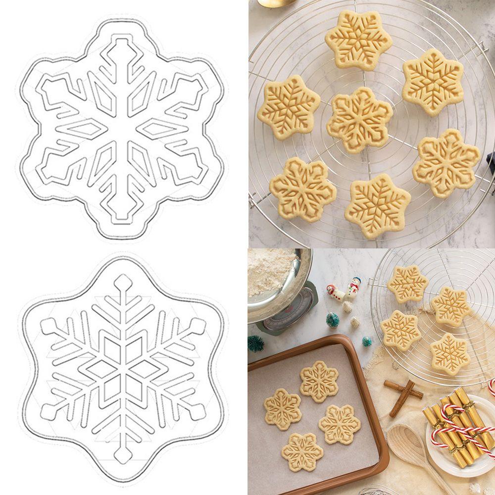 Solighter 4pcs Cetakan Embosser Kue Kering Dekorasi Biskuit Cap Baking Fondant Natal Snowflake