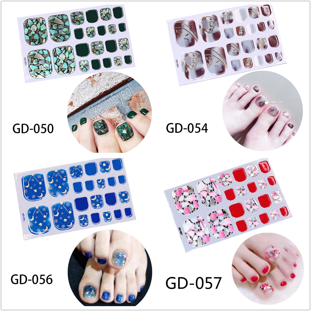 Gd050-065 Stiker Kuku 3D Motif Garis / Geometri Warna Emas Anti Air untuk Nail Art