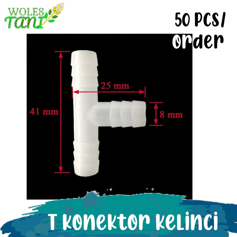 Tee Konektor Nipel nepel Kelinci Paralel 50 Pcs