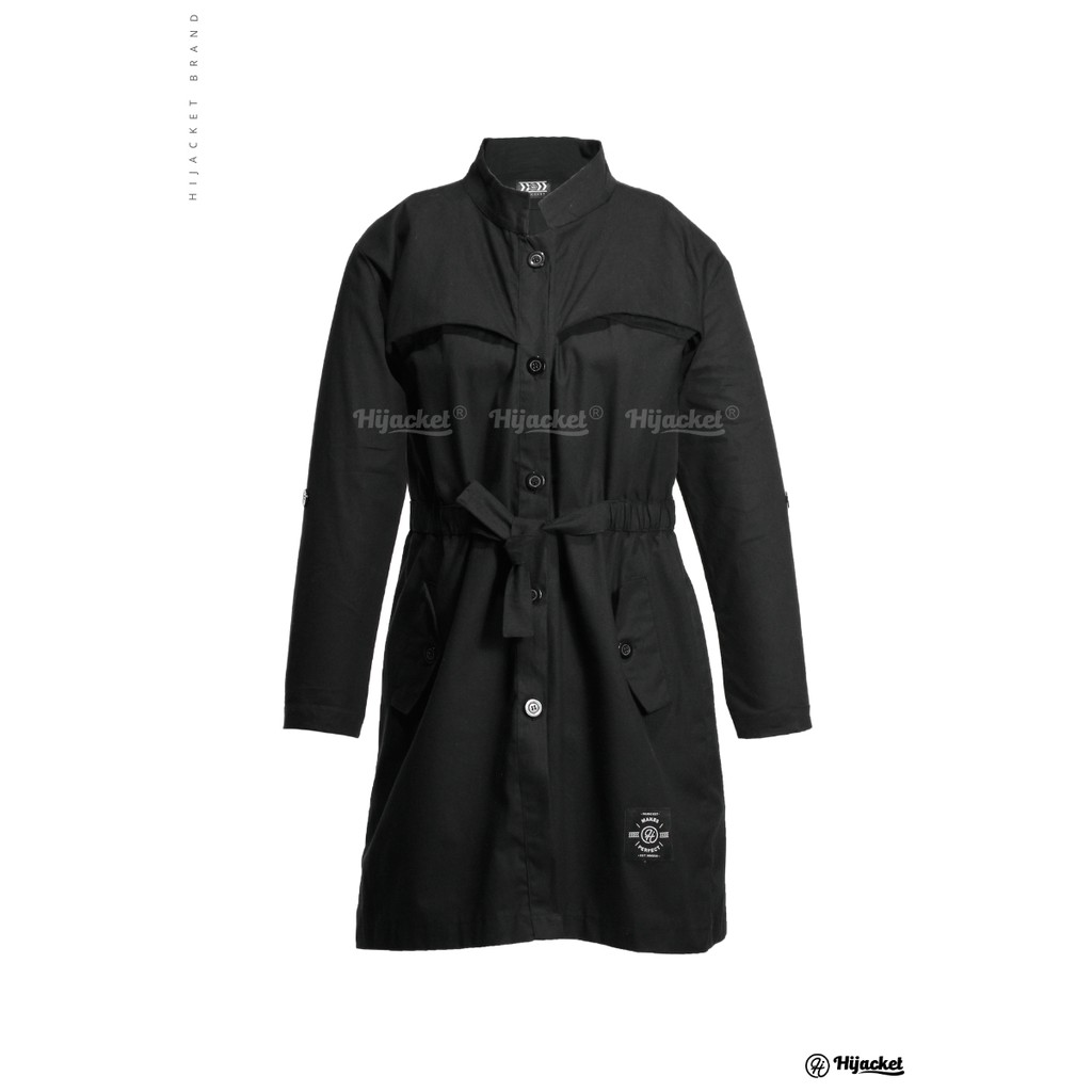 Hijacket Valeria Series Origilal Jaket Hijabers Bahan 100% Baby Canvas Asli-BLACK