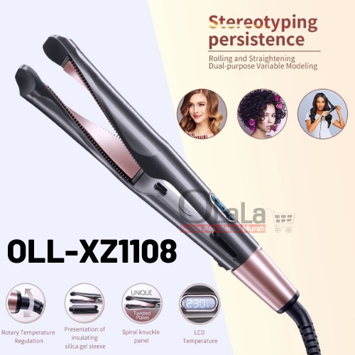 ALAT CATOKAN 2 IN 1 LURUS KERITING RAMBUT PROFESSIONAL HAIR CURL &amp; STRAIGHT OLL-XZ1108