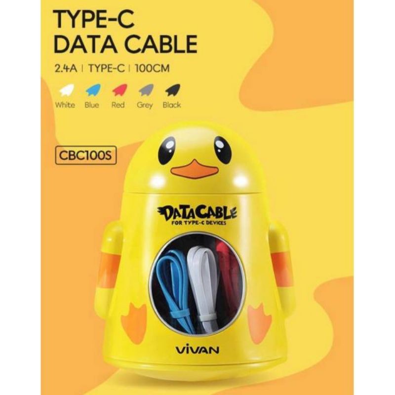 Kabel Data Vivan CBC100 Tipe C USB Powerbank Cable Charger Type C 2.4A