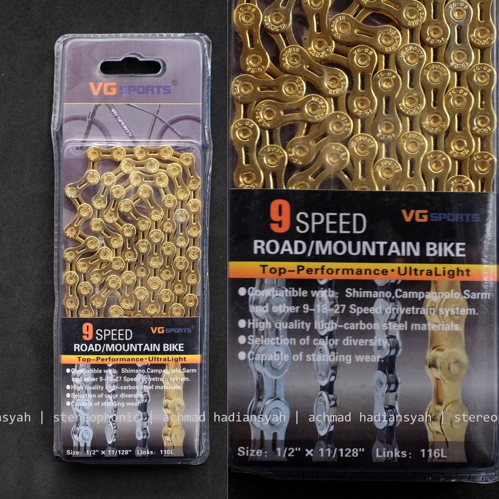 VGSsports Rantai Sepeda GOLD VG Sports Chain GOLD 9 speed Half Hollow Chain VG Sports GOLD 9speed VG
