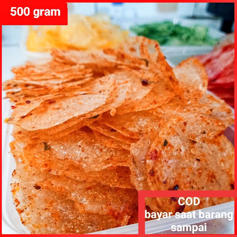 

camilan keripik kaca 500 gram pedas daun jeruk / kripik kaca 500 gram pedas daun jeruk / kripca 500 gram keripik beling kirca pedas daun jeruk