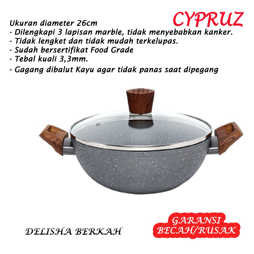 Kuali Anti Lengket Anti Gores Wajan Tutup Kaca Pan Anti Lengket Keramik Kuali Keramik Anti Lengket