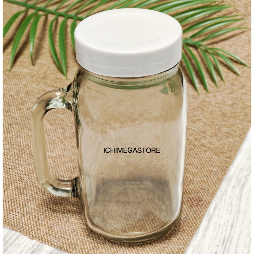 Gelas Dengan Tutup Drink Jar Harvest Time Mug Cafe Souvenir Gelas Honey Jar 700 ml