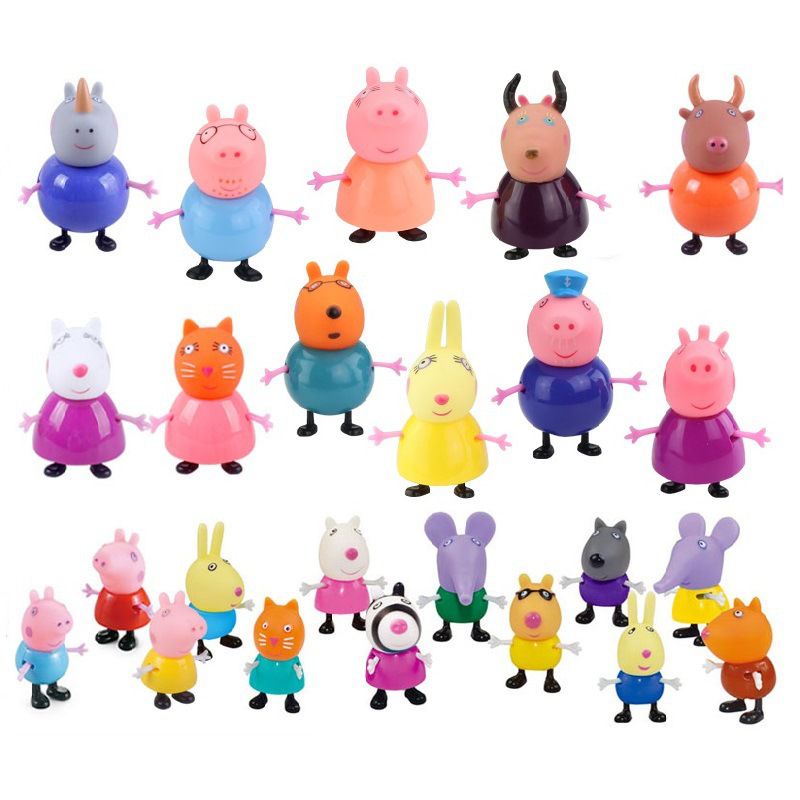 25Pcs Peppa Pig Family Friends Emily Rebecca Suzy Action Figures Toys Xmas Gift