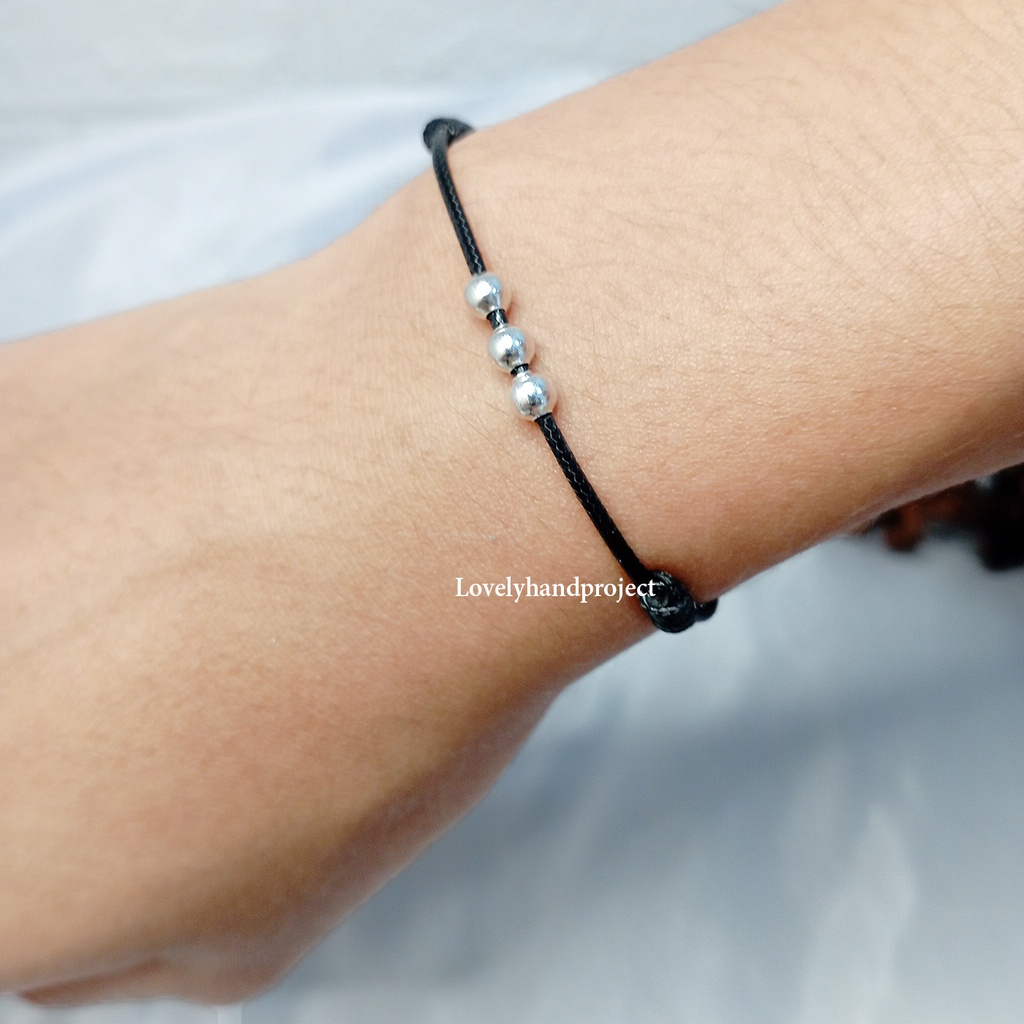 GELANG TALI SIMPLE / GELANG BESTIE TRIPLE BEAD / MINE AND YOURS / GELANG COUPLE / GELANG MINIMALIST SILVER BEADS / GELANG TITANIUM