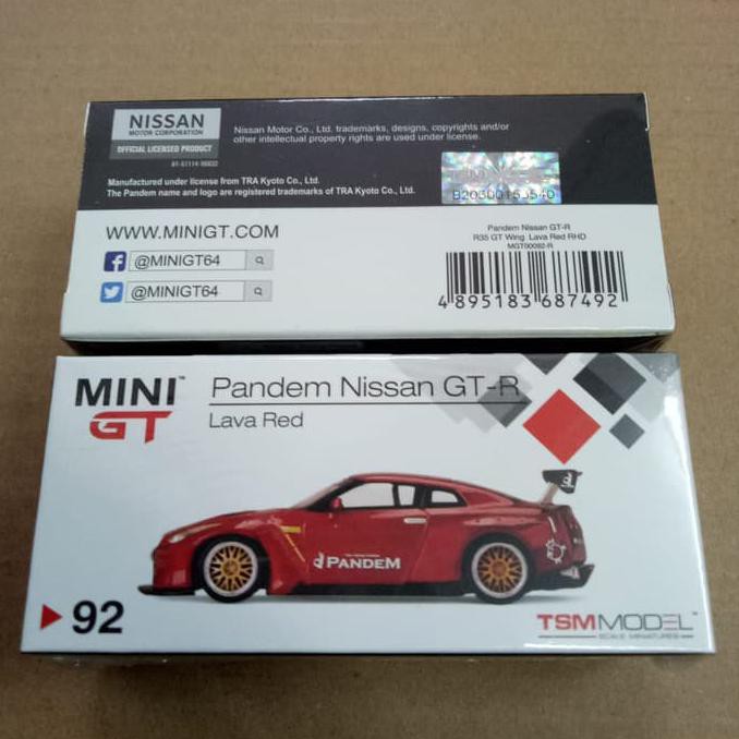 Mini Gt No 92 Pandem Nissan Gt R35 Lava Red Rhd - Termurah 