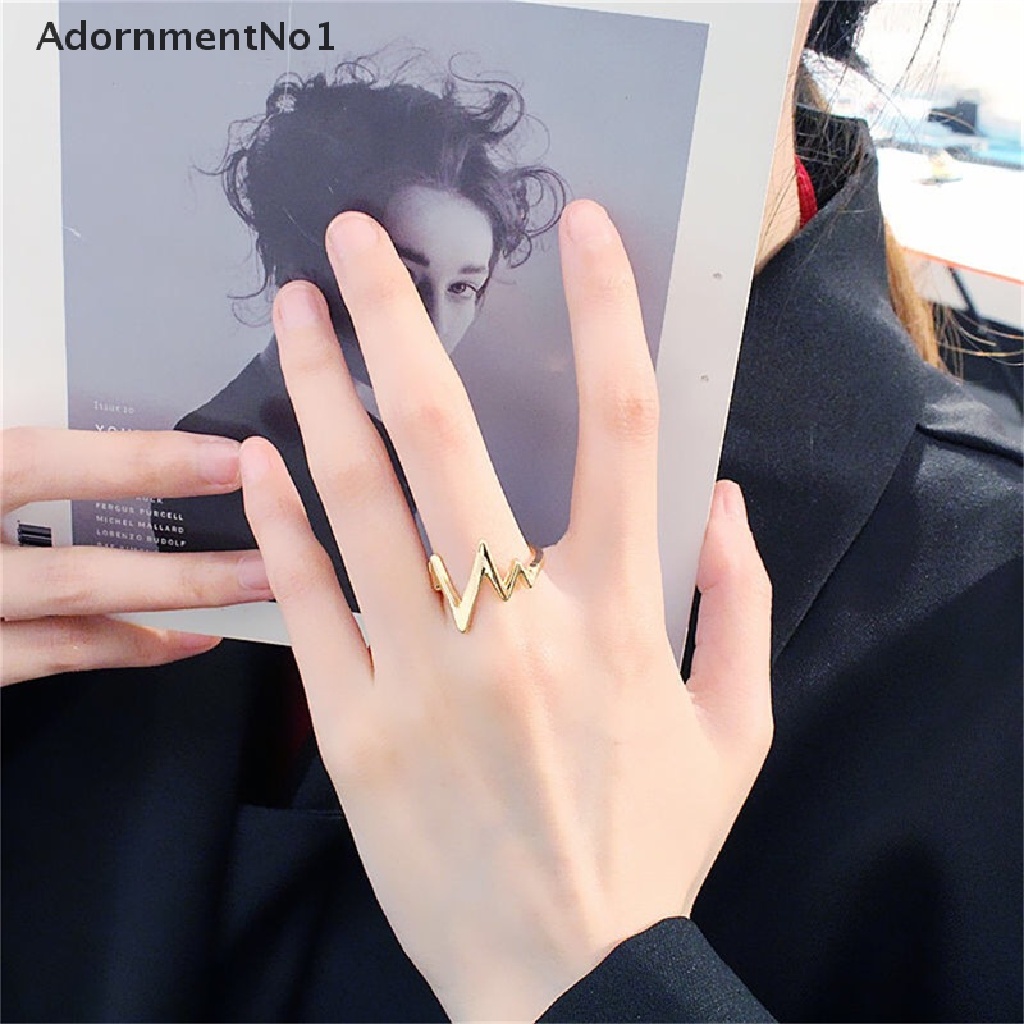 [AdornmentNo1] Punk Style Curved Lightning Ring Couple Type ECG Ring Men and Women Jewelry [new]