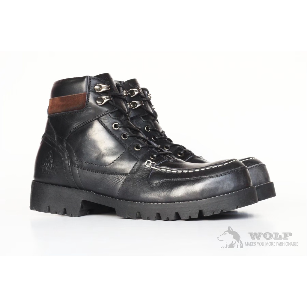Sepatu Safety Boots Pria Ujung Besi Sepatu Rotweiller Original Handmade Bahan Kulit Sepatu safeti