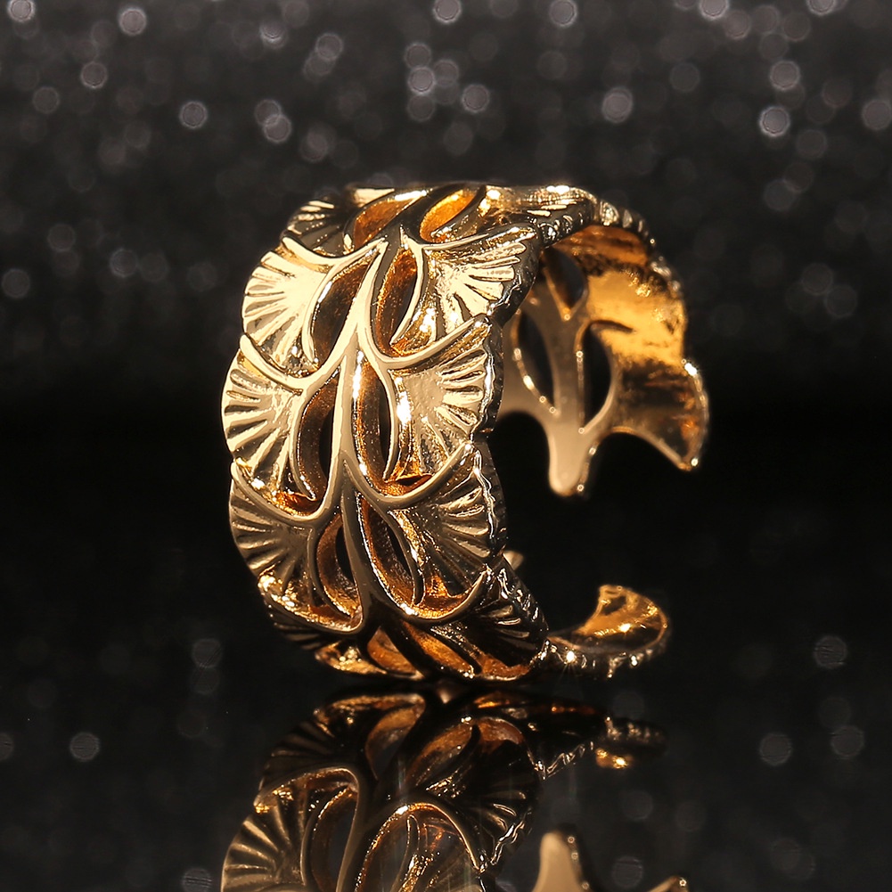 Eropa dan Amerika Gaya Baru lebar gaya gelang tembaga berlapis emas cincin kreatif ins gaya dingin c