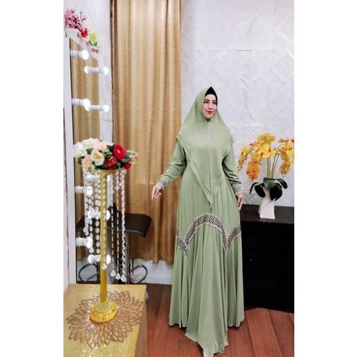 Khazanah Series Ori by Fatimah Syar’i / Gamis Pesta Mewah / Gamis Set Syar’i / Gamis Polos / Baju Syari Terbaru / Fashion Muslimah Branded-A