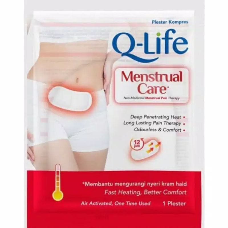 QLife Menstrual Care - Plester Kompres Hangat Perut saat Haid Mens Mengurangi Nyeri Dilep