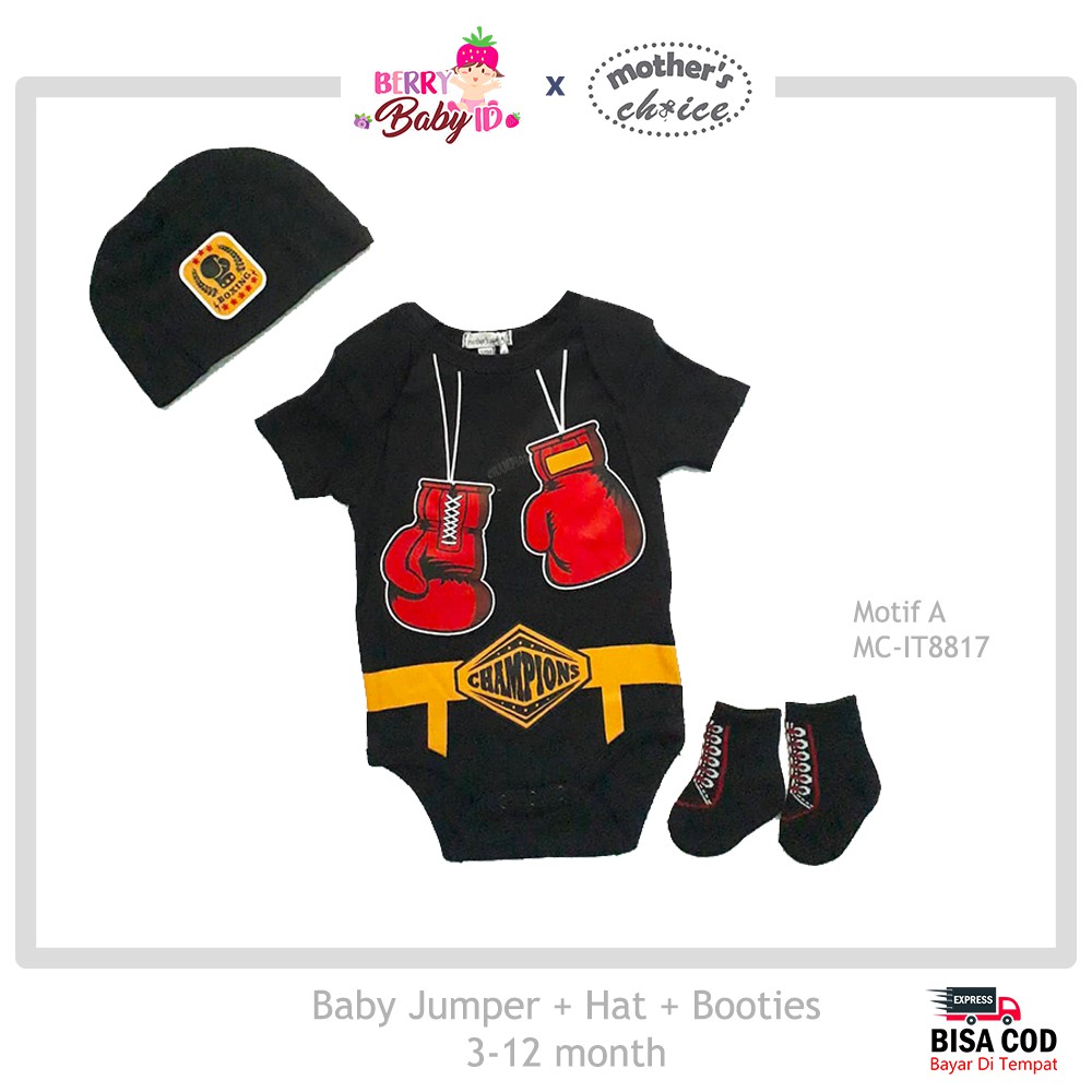 Mother's Choice SNI Paket Jumper + Topi + Kaos Kaki Bayi MCH033 Jumper Hat Booties Set Berry Mart