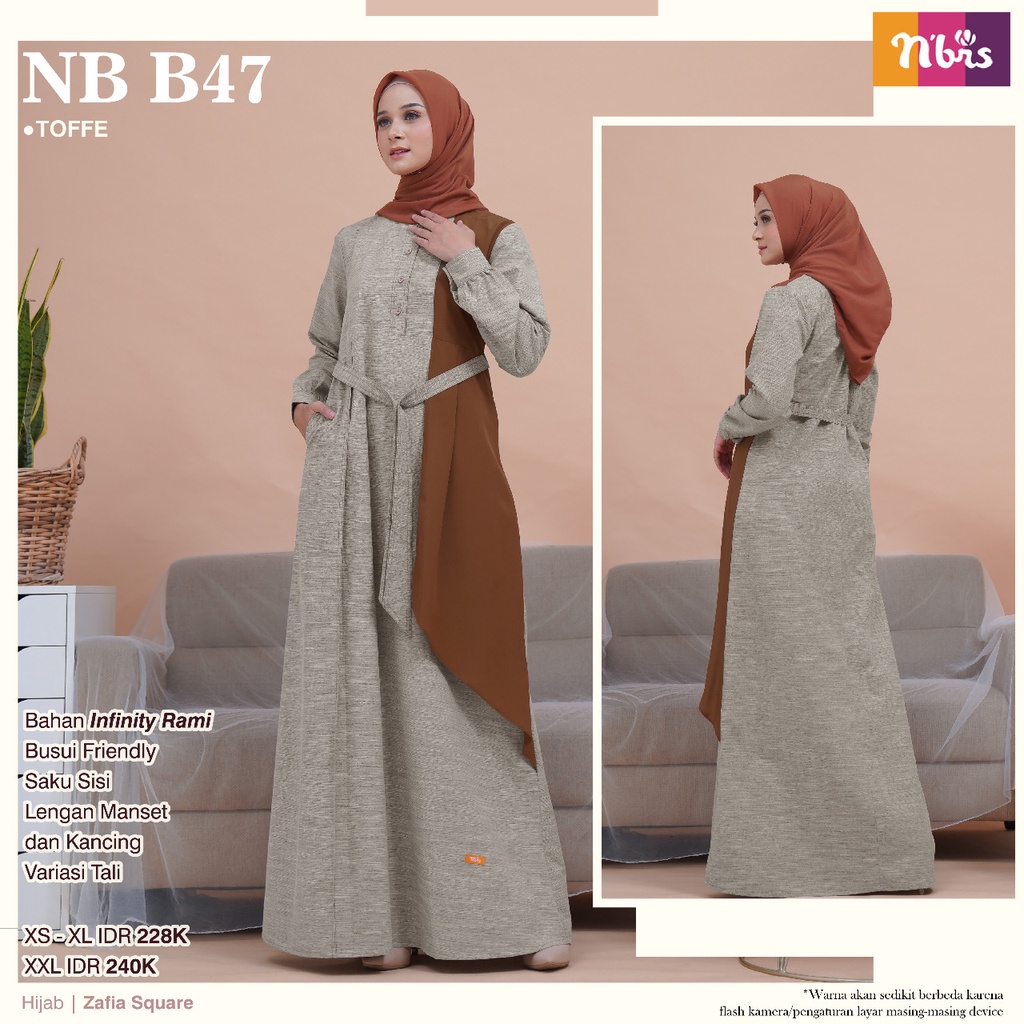 Nibras Gamis NB B47 Dress Wanita Muslimah Polos Jubah Syari