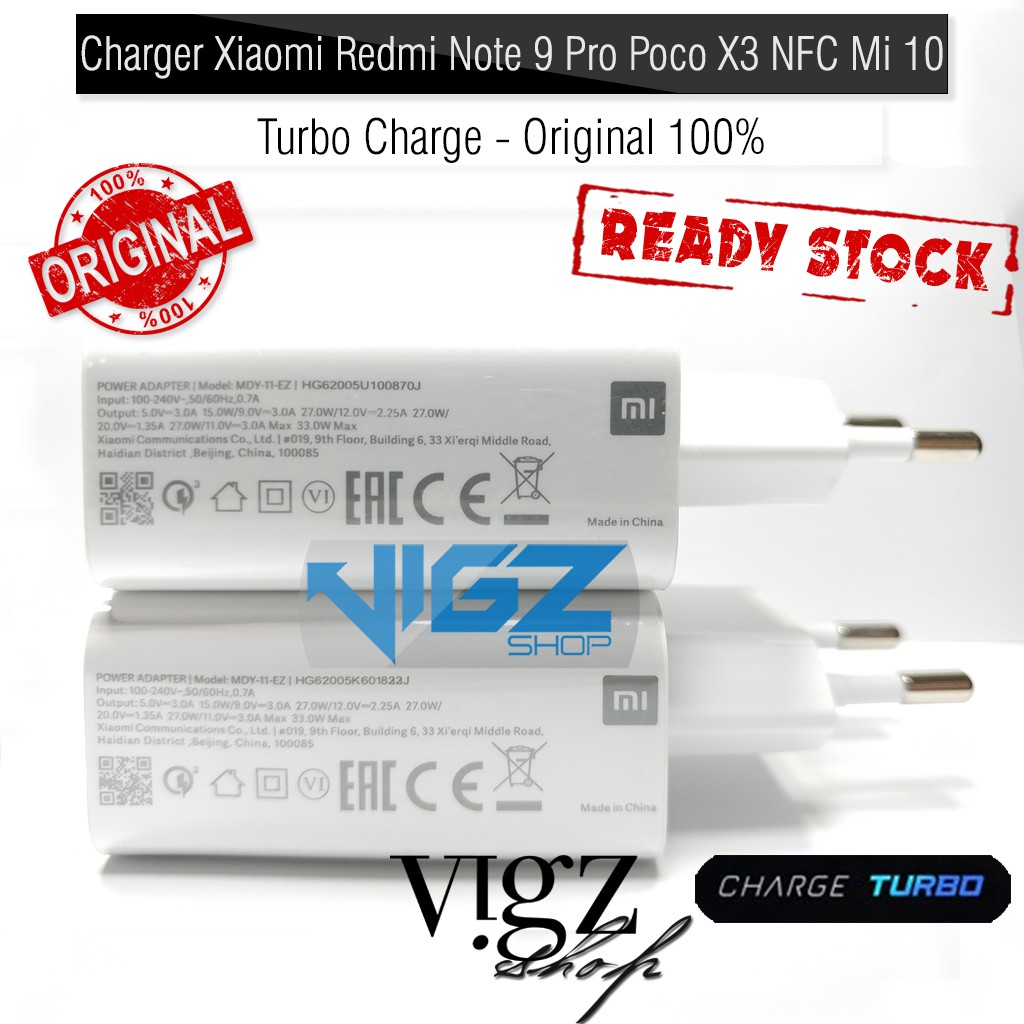 Wall Charger Xiaomi Redmi Note 9 Pro Note 10 10 Pro F3 Mi 10T Pro Poco X3 NFC X3 Pro Mi 11 Lite Poco M4 Pro Mi 10 Poco F2 Pro 33W Turbo Charge Original