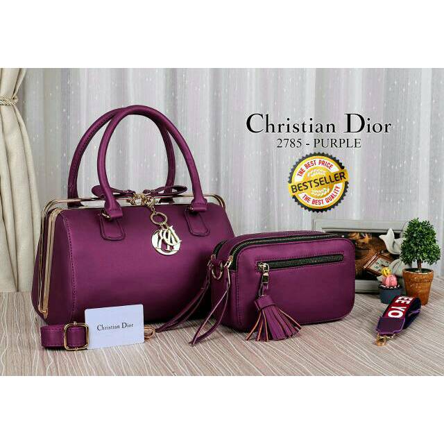 Tas Wanita Christian Dior Behel 2in1 Tas Pesta Trendi Bahan Kulit Semi Premium Tas Impor Murah