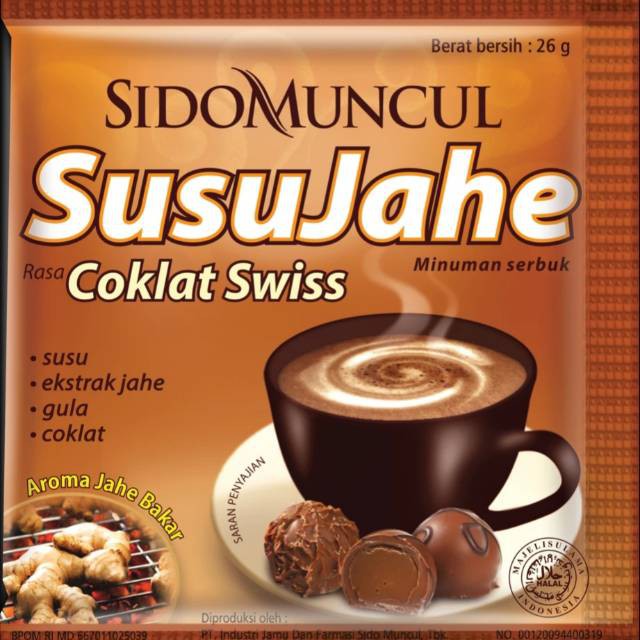 

SIDO MUNCUL SUSU JAHE COKLAT SWISS /PACK ISI 10PCS 26GR