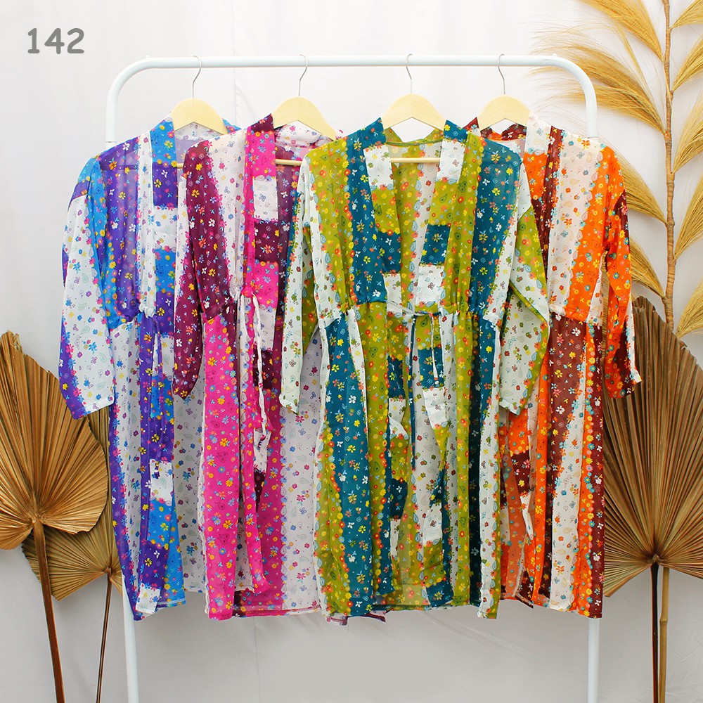 JakartaFashion - cardigan tali serut outter motif bunga lengan panjang kardigan pantai cantik elegan