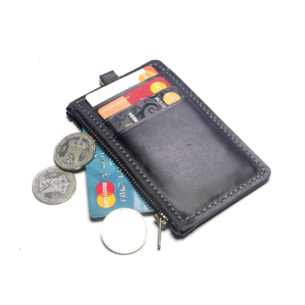 gantungan dompet ID card holder kulit tali zipper kartu banyak PHID949