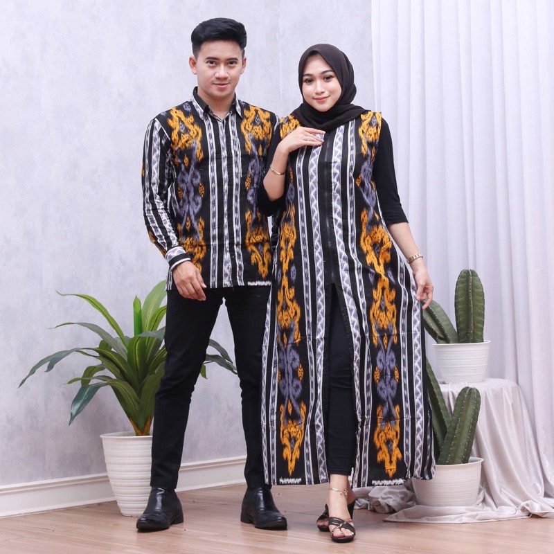 COUPLE LONGCARDY AYAMIA ABU SET COUPLE BATIK TENUN KEISHAN.ID