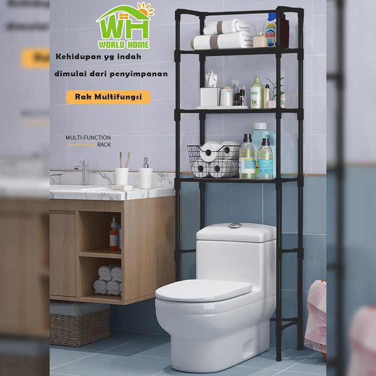 Rak Kamar Mandi Toilet Portable Organizer Tempat Tissue Sabun Kloset Serbaguna Standing Worldhome66