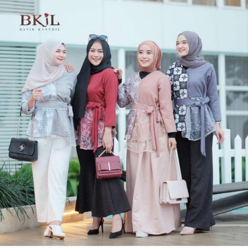 ATASAN WANITA M-XXL BLOUSE MODERN AND STYLISH BKiL SERIES 3 BATIK KOMBINASI MOSCREP MIX RENDA REMPEL