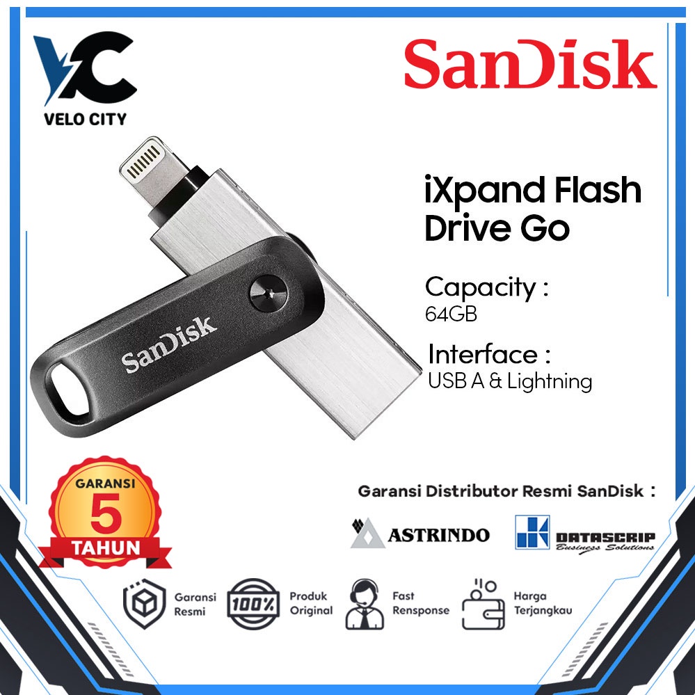 Flashdisk OTG iPhone 64GB SanDisk iXpand Go - Garansi Resmi 2 Tahun